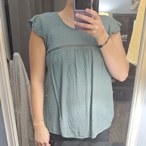 Reitmans Sage Green Blouse with Lace Detail